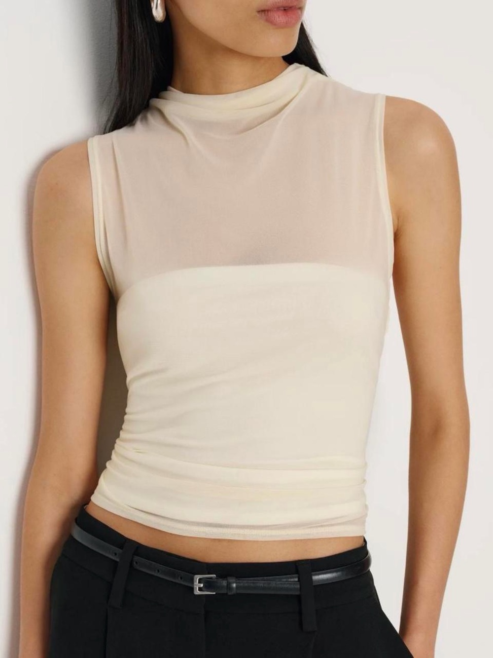 NWT Reformation Alaina white mesh Top sz s